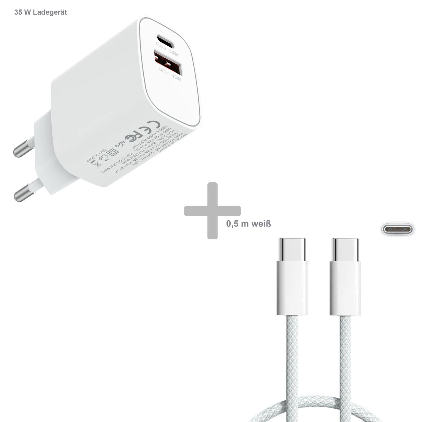 USB C auf USB C Ladekabel 60W 0,5m 1m 2m Ladegerät 35W für iPhone 15 16 Samsung