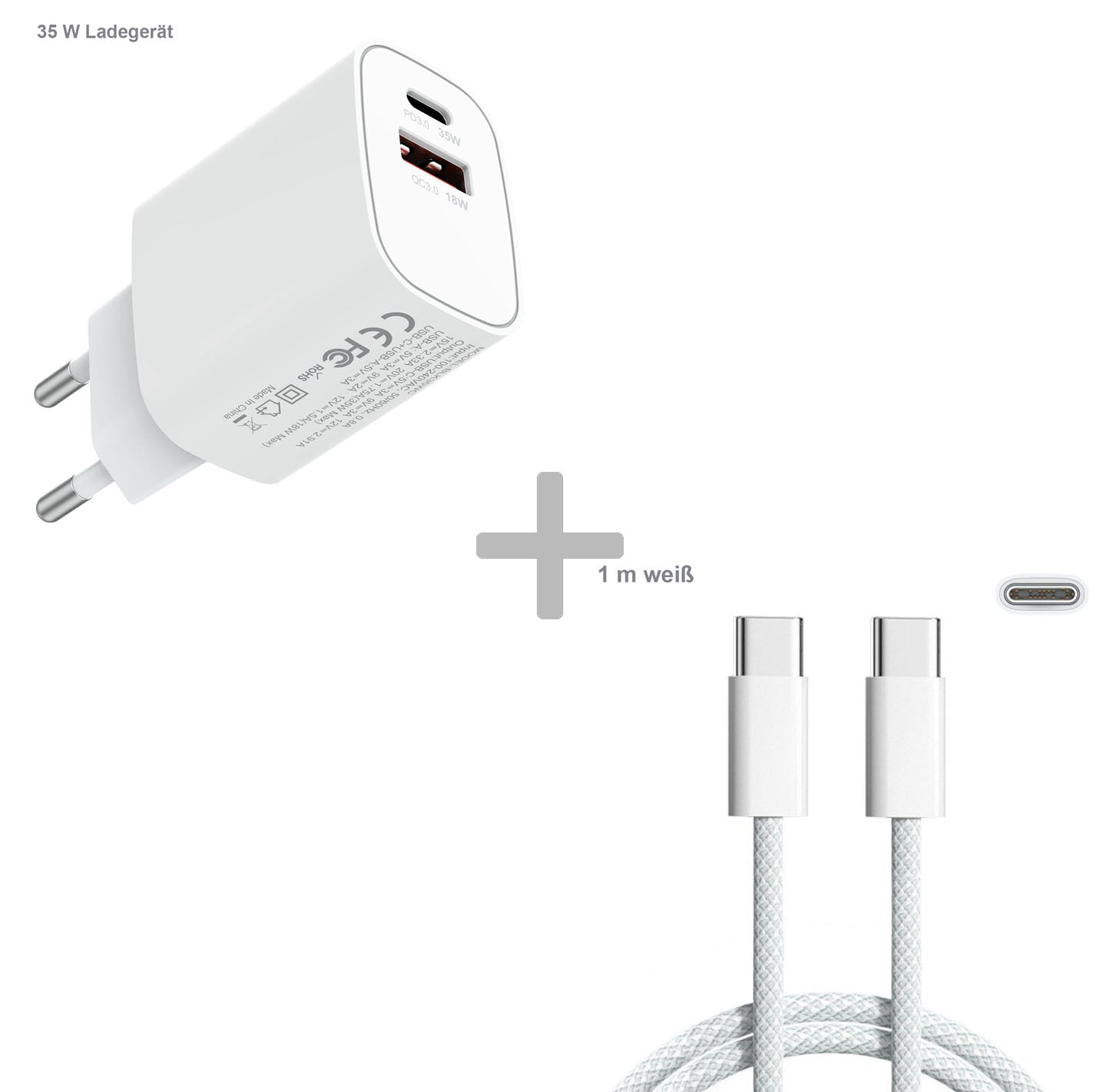 USB C auf USB C Ladekabel 60W 0,5m 1m 2m Ladegerät 35W für iPhone 15 16 Samsung