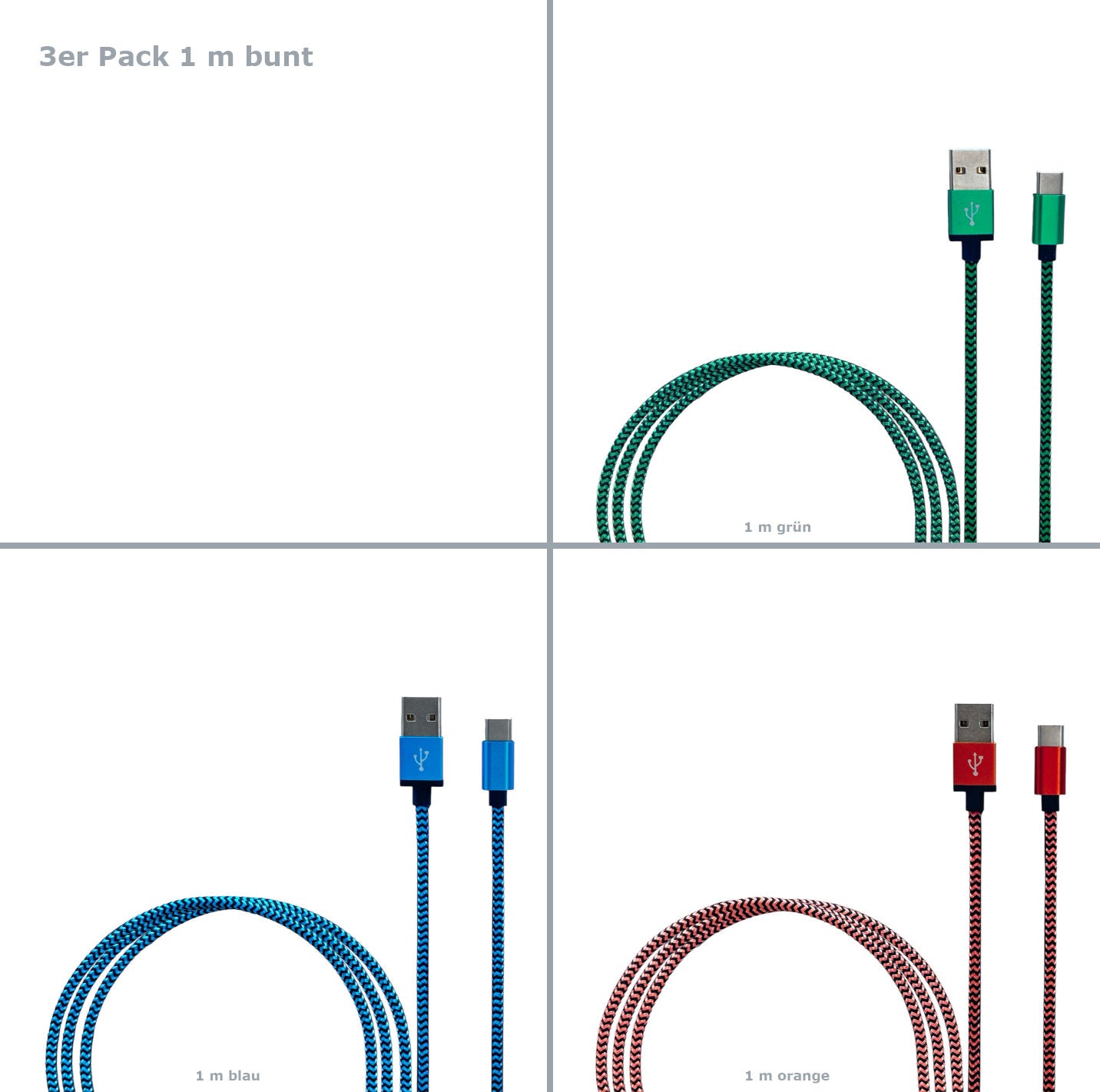 USB C Schnell Ladekabel Datenkabel Kabel 0,5m 1m 2m 3m Samsung Handy Tablet JUFD