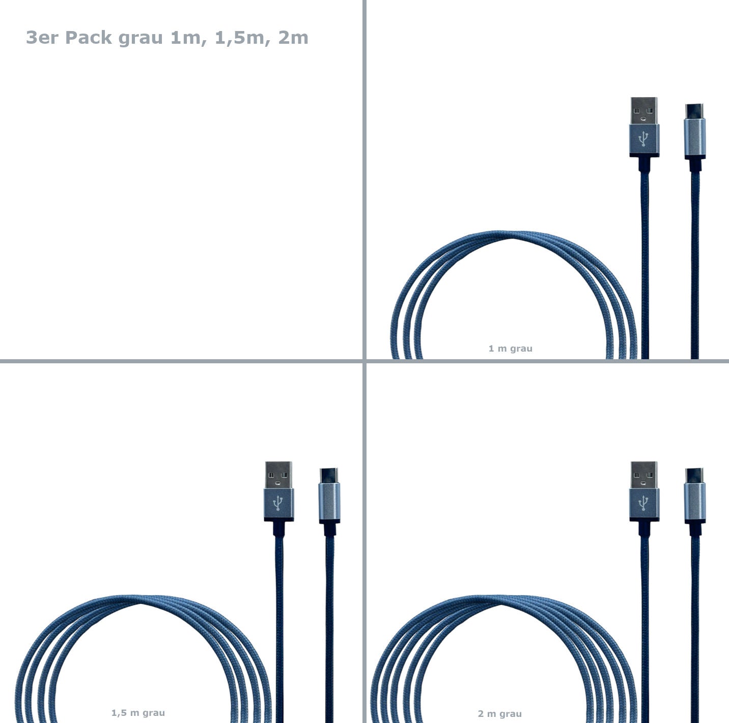 USB C Schnell Ladekabel Datenkabel Kabel 0,5m 1m 2m 3m Samsung Handy Tablet JUFD