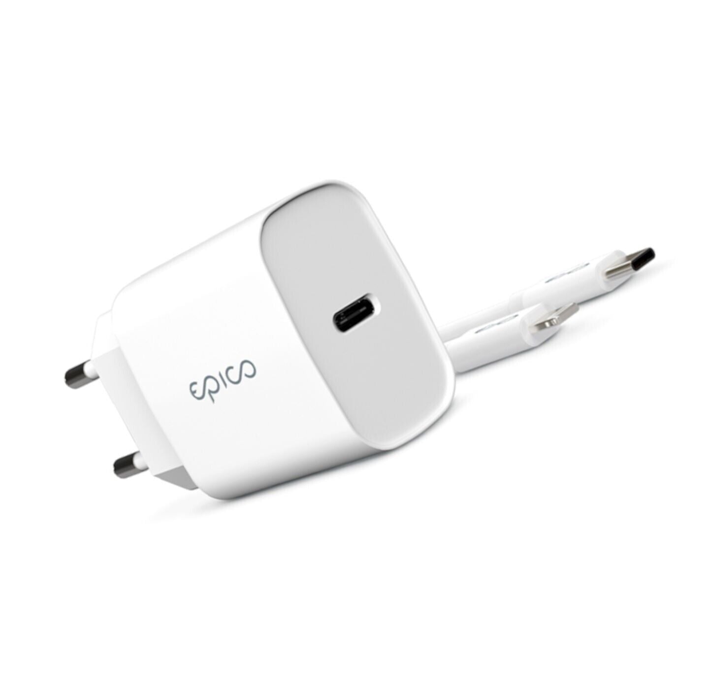 20W Apple Ladegerät USB C MFI Epico Netzteil inkl. 1,2 m Kabel USB C auf iPhone