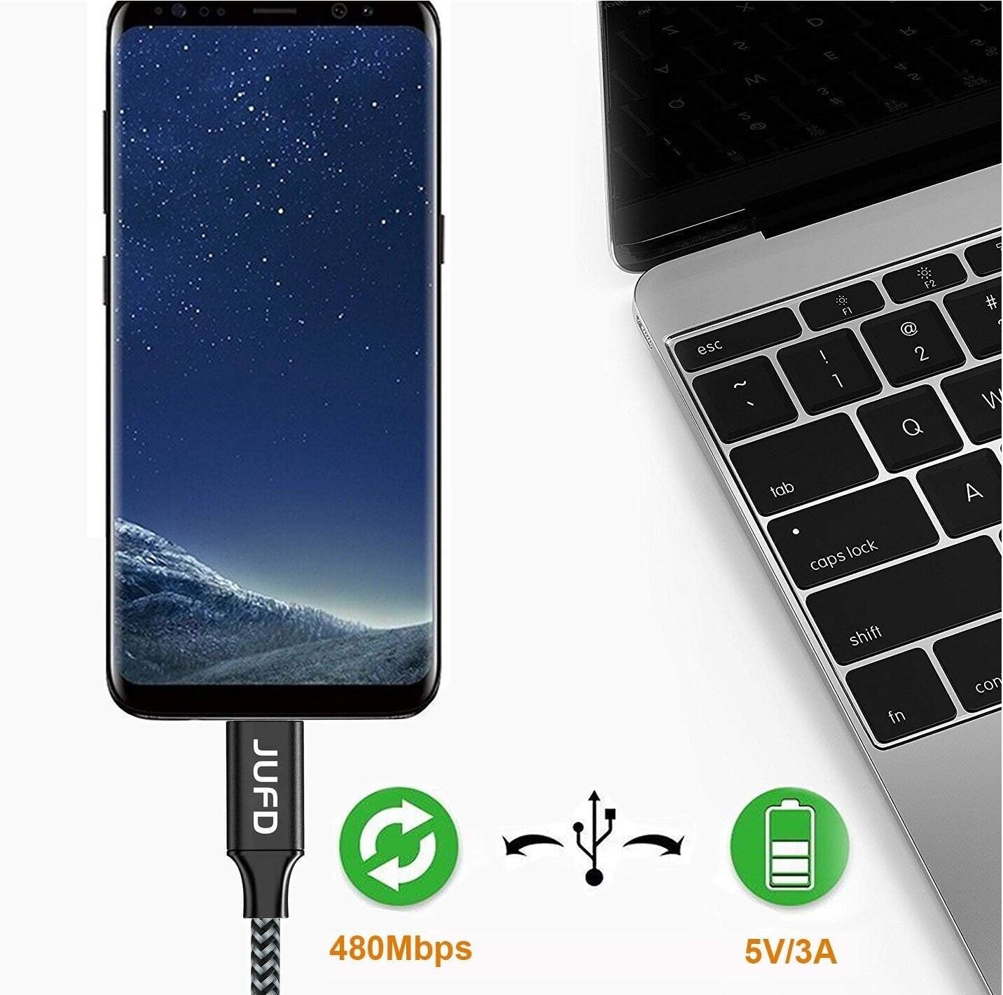 USB C Schnell Ladekabel Datenkabel Kabel 0,5m 1m 2m 3m Samsung Handy Tablet JUFD