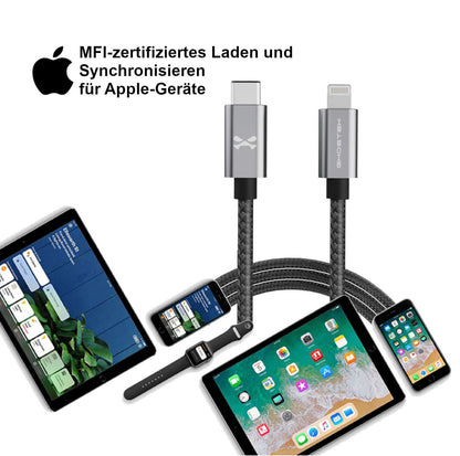 Schnell Ladekabel für iPhone 20W MFI Datenkabel 1m 2m 3m 2,4A 14 13 iPad USB