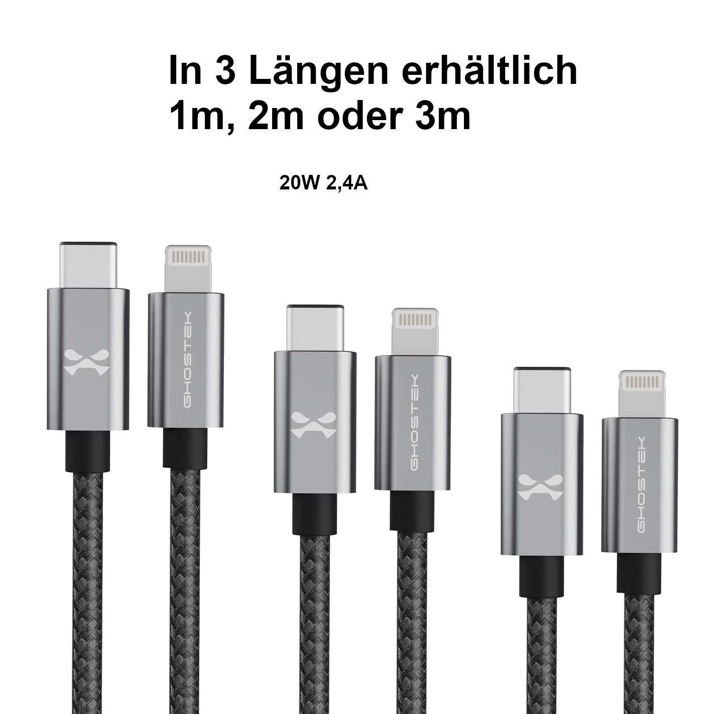 Schnell Ladekabel für iPhone 20W MFI Datenkabel 1m 2m 3m 2,4A 14 13 iPad USB