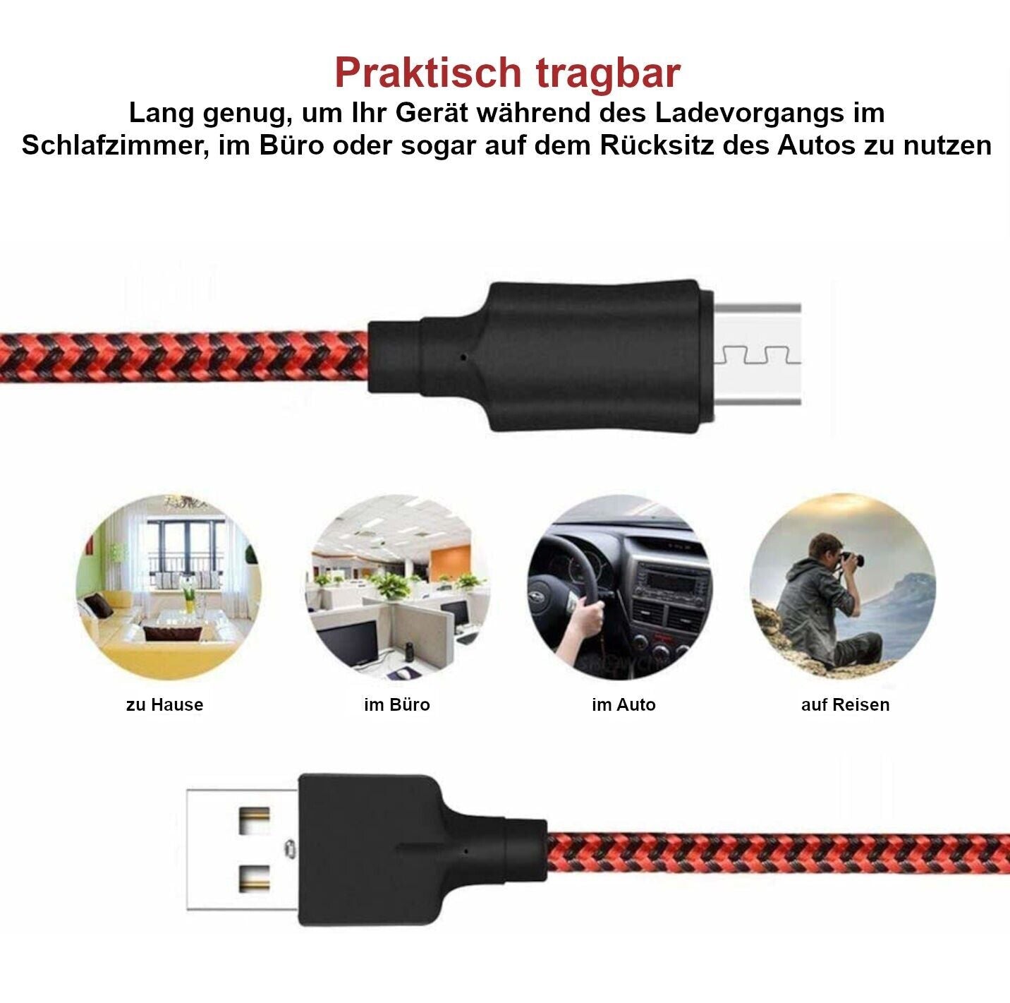 Micro USB Schnellladekabel Daten 1m 2m 3m Samsung Huawei Xiaomi Handy Tablet