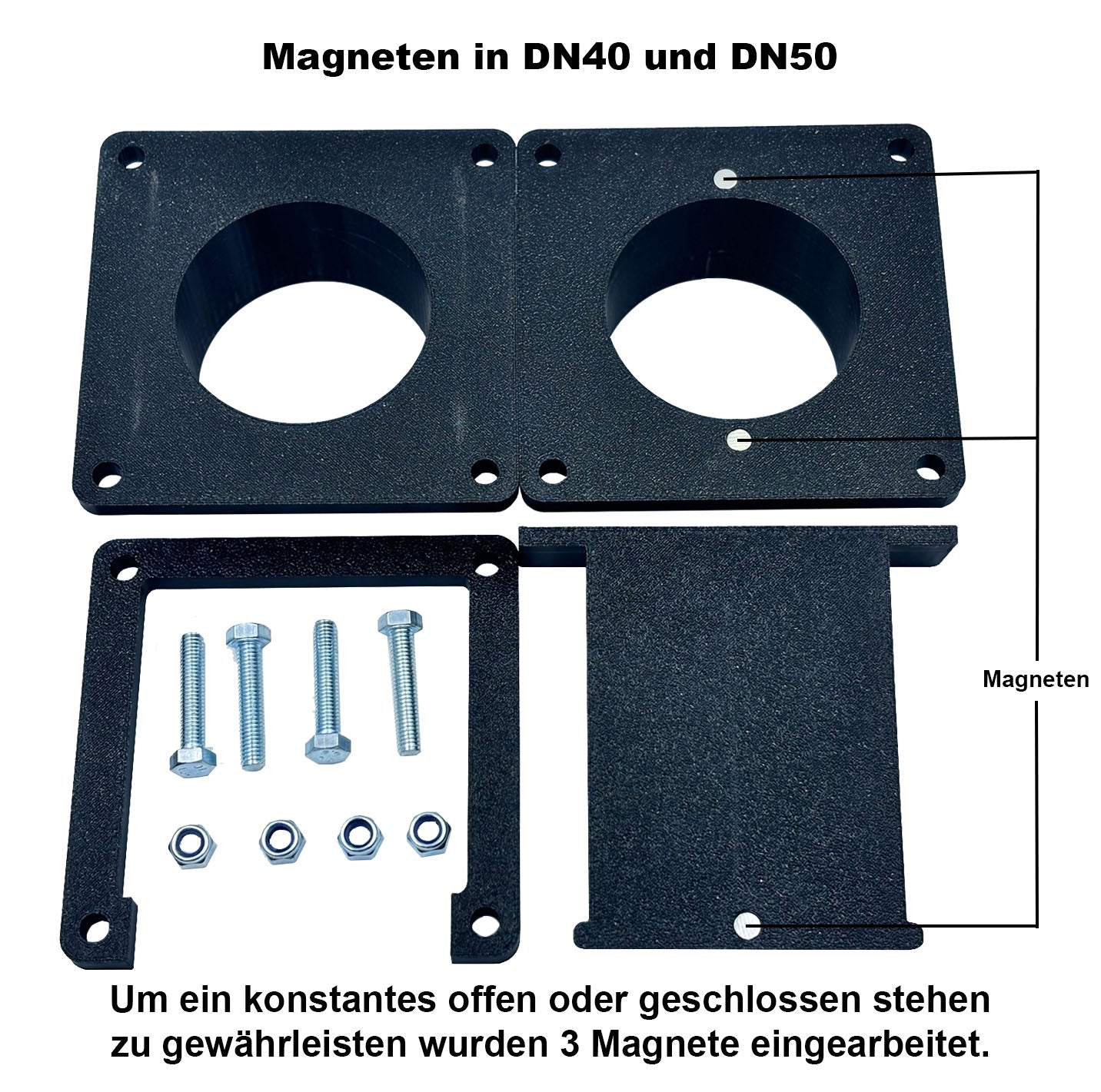 Blastgate Sperrschieber Absauganlage DN40 50 75 HT Rohr Werkstatt Magnet