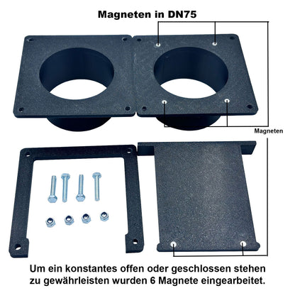 Blastgate Sperrschieber Absauganlage DN40 50 75 HT Rohr Werkstatt Magnet