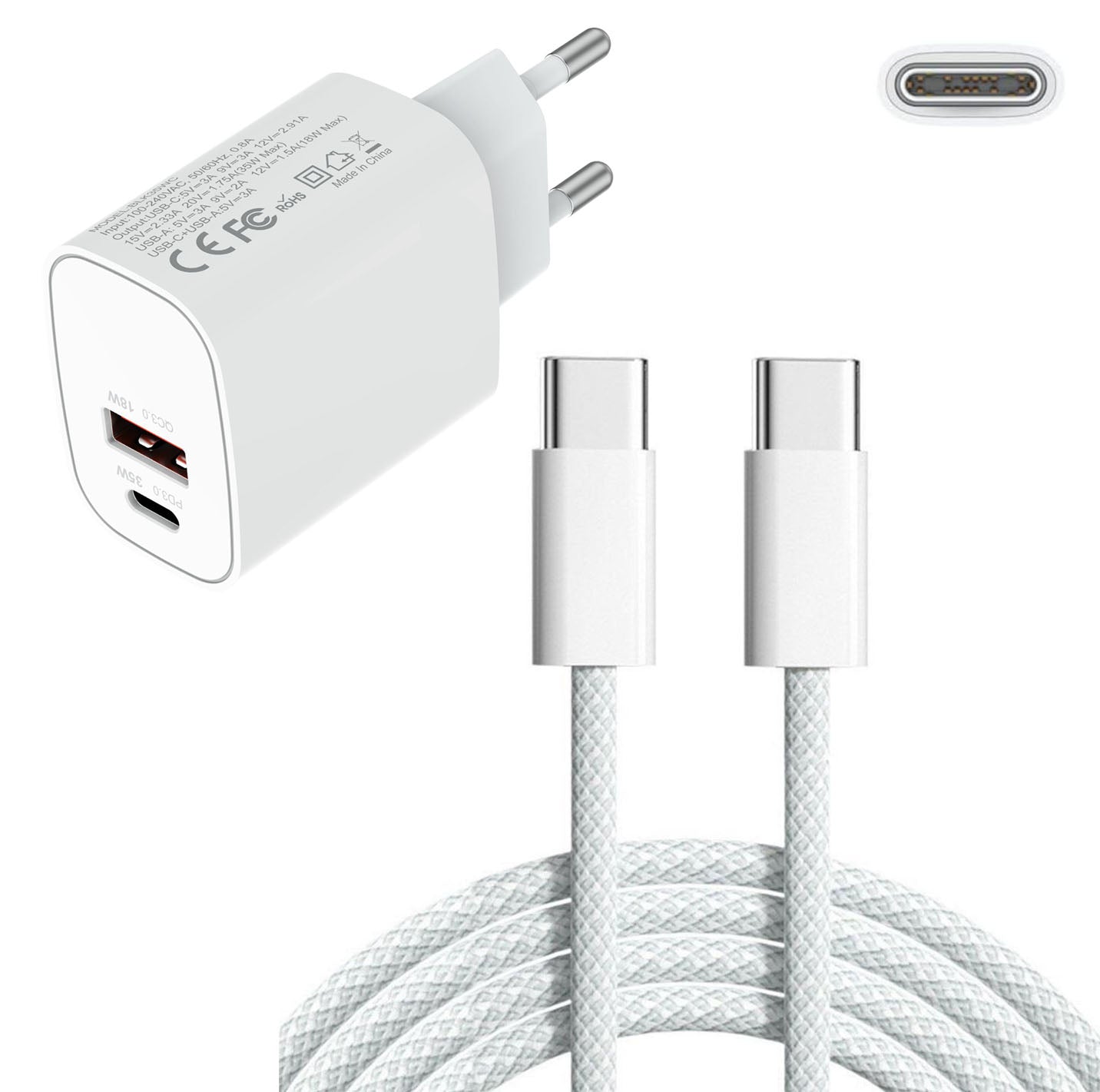 USB C auf USB C Ladekabel 60W 0,5m 1m 2m Ladegerät 35W für iPhone 15 16 Samsung