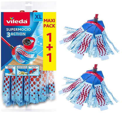 Vileda Ersatzmopp 2er Pack SuperMocio 3x Action Velour EasyWring & Clean