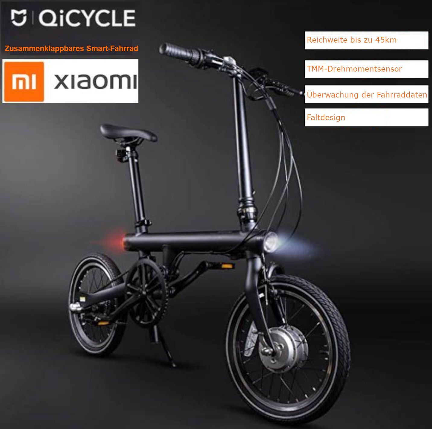 Xiaomi E-Bike Klapprad 25 km/h bis zu 45 km Reichweite klappbar