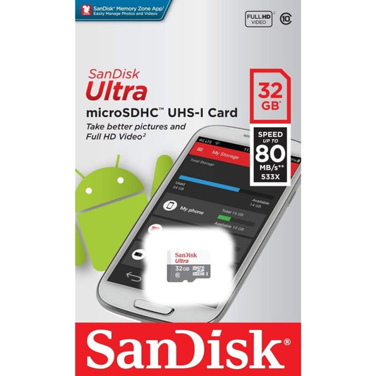 Micro SD Speicherkarte 32 GB SanDisk Ultra SDHC Memory Card 80 MB/s Class 10