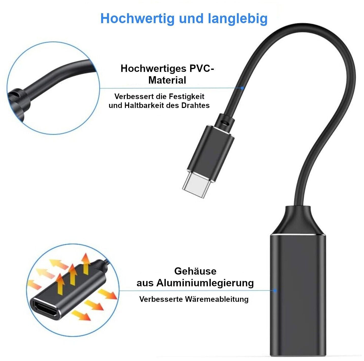 USB-C zu HDMI-Adapter 4K UDH Typ C auf HDMI Huawei Samsung Galaxy MacBook