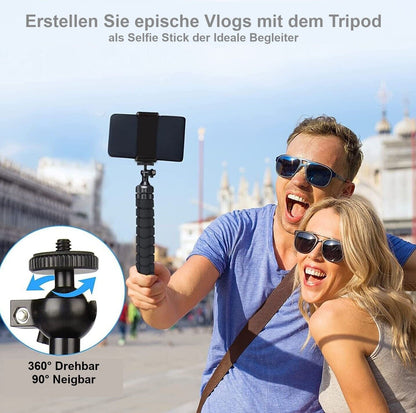 Handy Tablet Halterung Stativ Selfie Stick flexibel Bluetooth Dreibein Klemmen