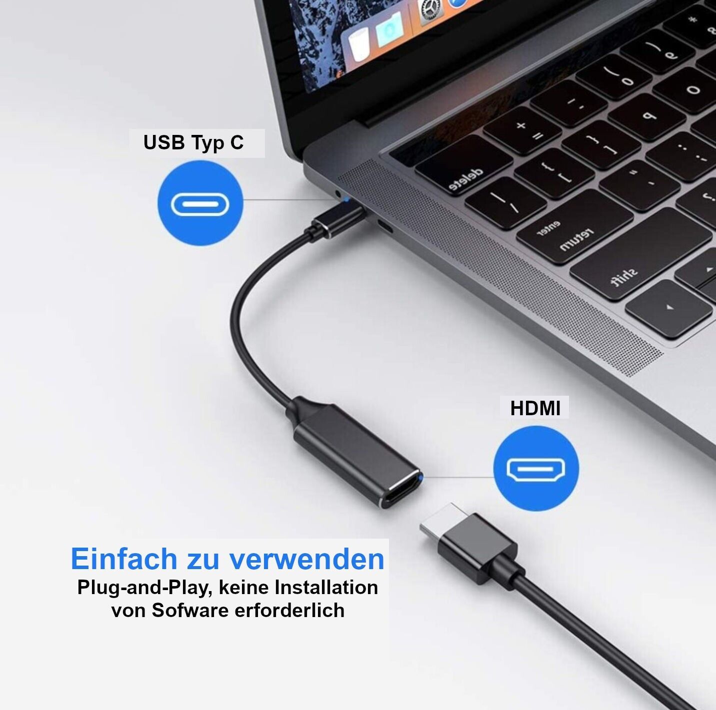 USB-C zu HDMI-Adapter 4K UDH Typ C auf HDMI Huawei Samsung Galaxy MacBook