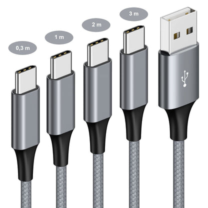 USB C Schnellladekabel 3A Datenkabel 0,3m 1m 2m 3m Samsung Huawei Xiaomi Handy